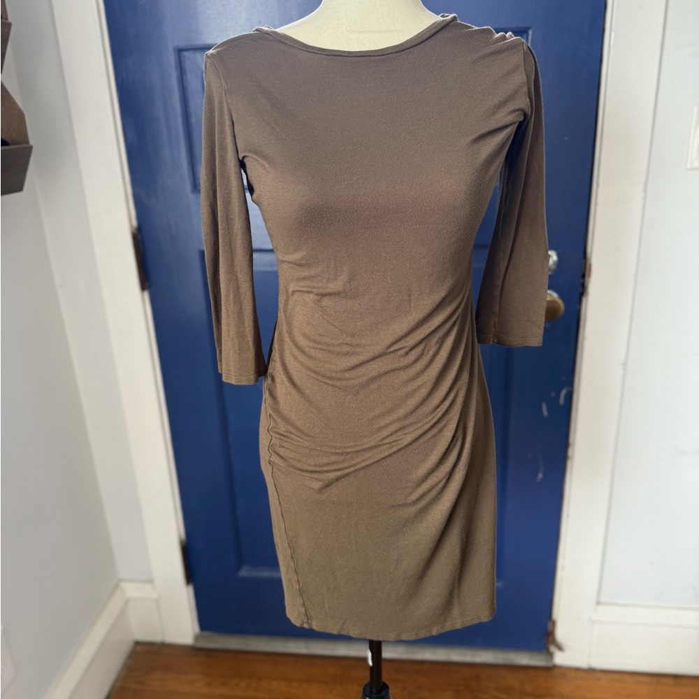 Chic Long Sleeve Brown Dress